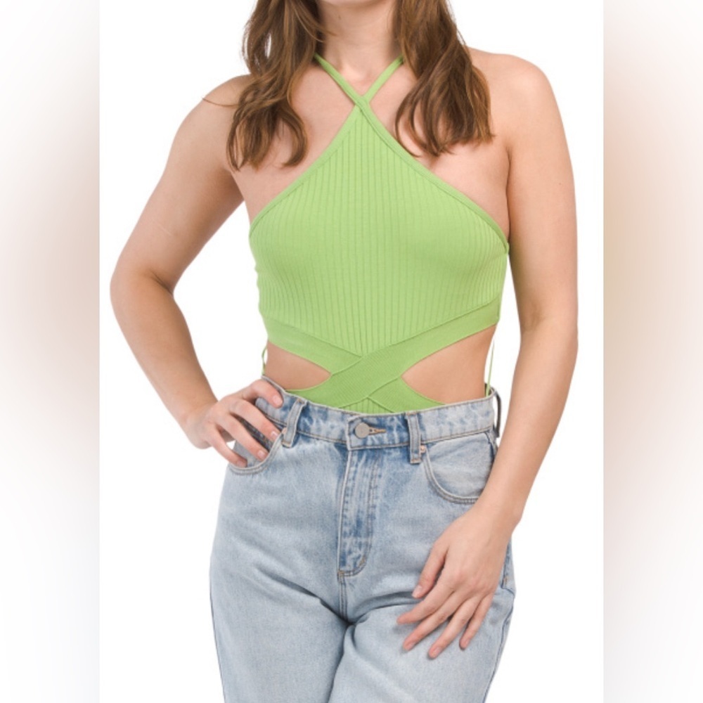 NWT - Zara Green Cut-out Bodysuit - Size M